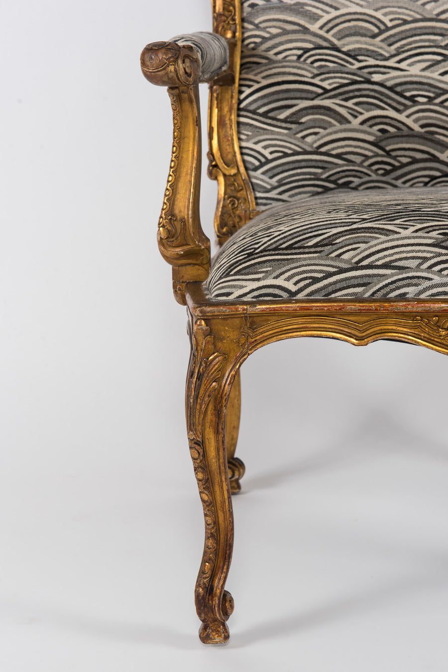 19th Century French Louis XV Style Giltwood Fauteuil