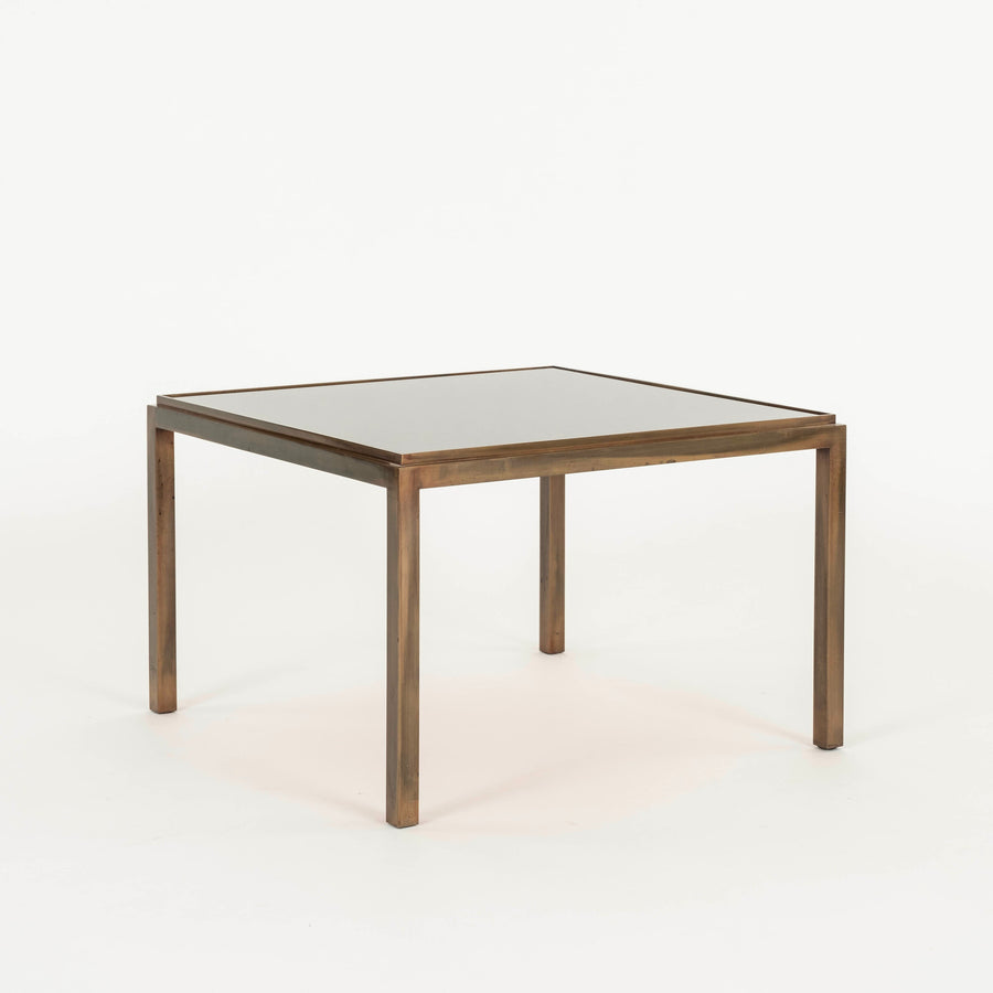 French Brass and Opaline Black Glass Side Table