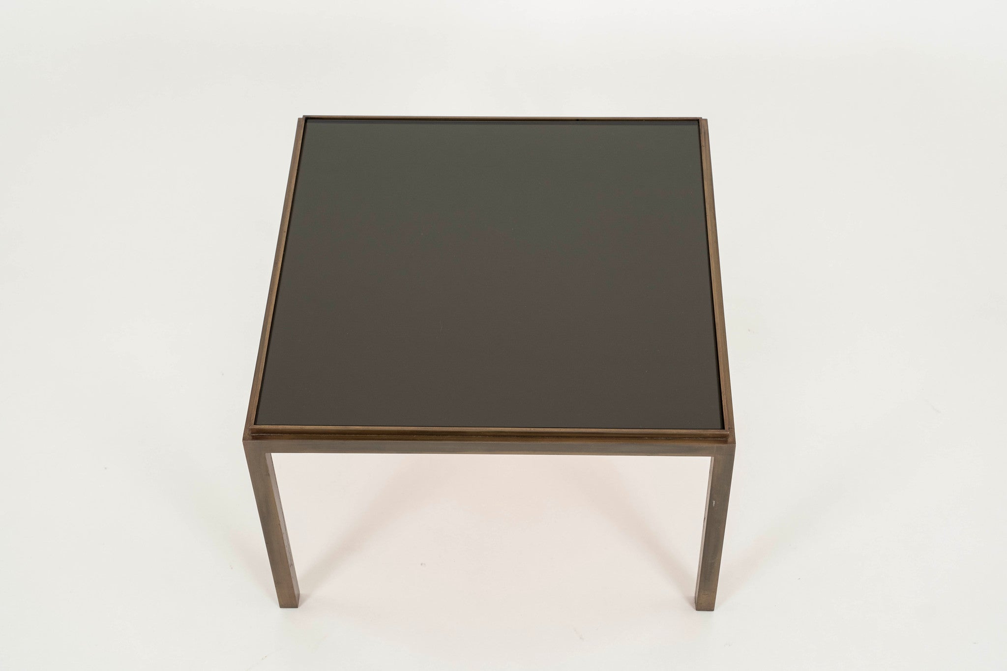 French Brass and Opaline Black Glass Side Table Moxie Interiors