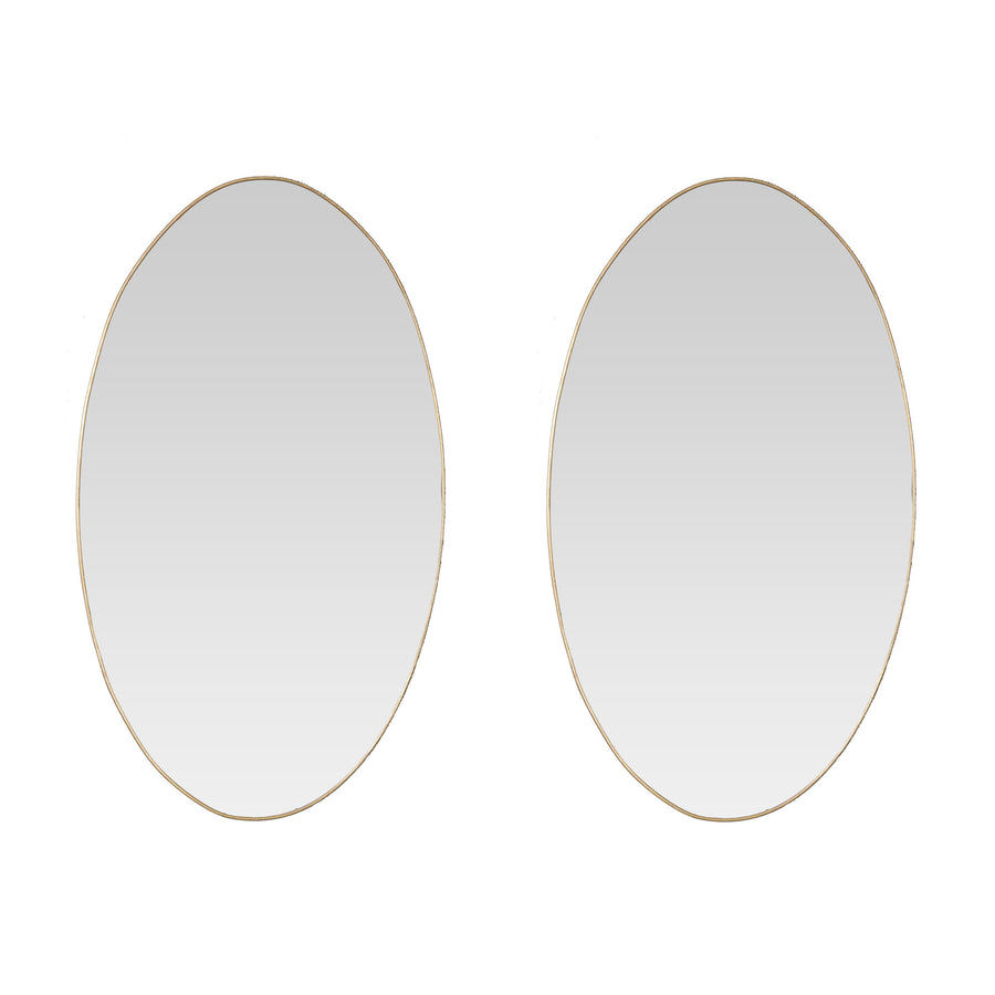 Pair Italian Brass Oval Mirrors