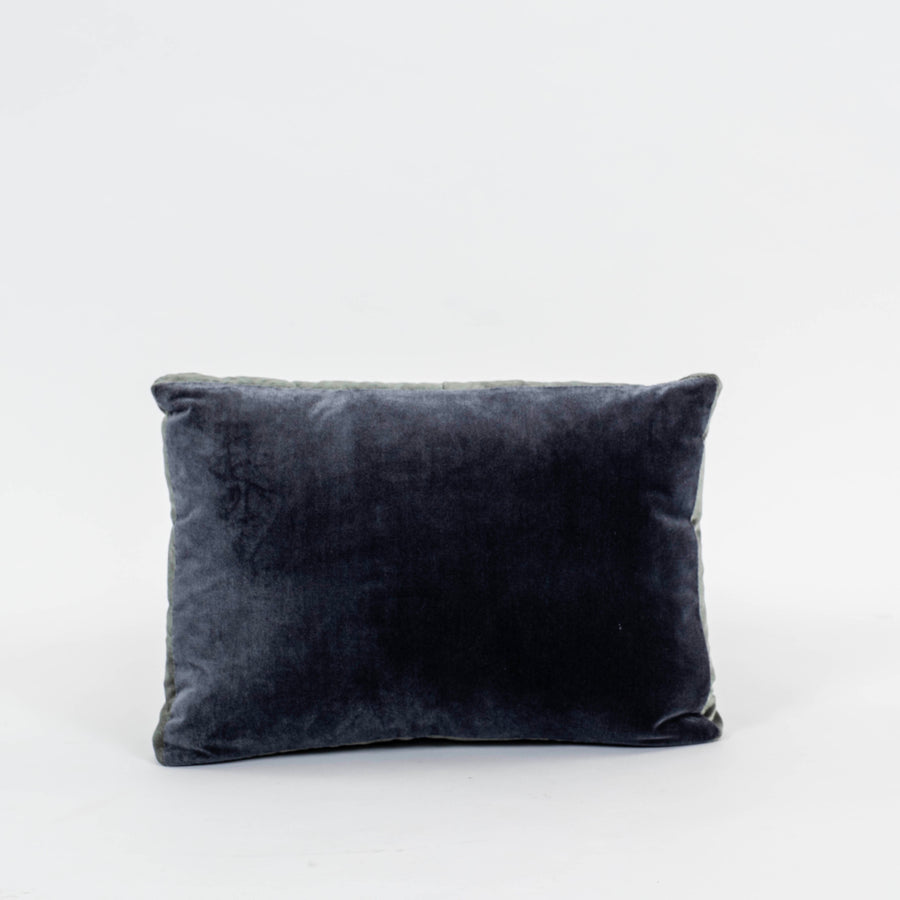 French Gray Banded Silk Velvet Pillow
