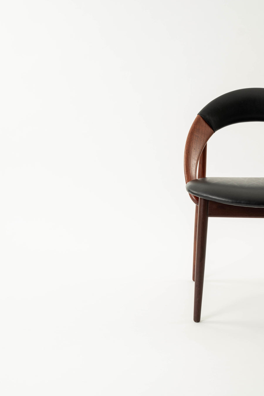 Arne Hovmand Olsen Black Leather Teak Chair