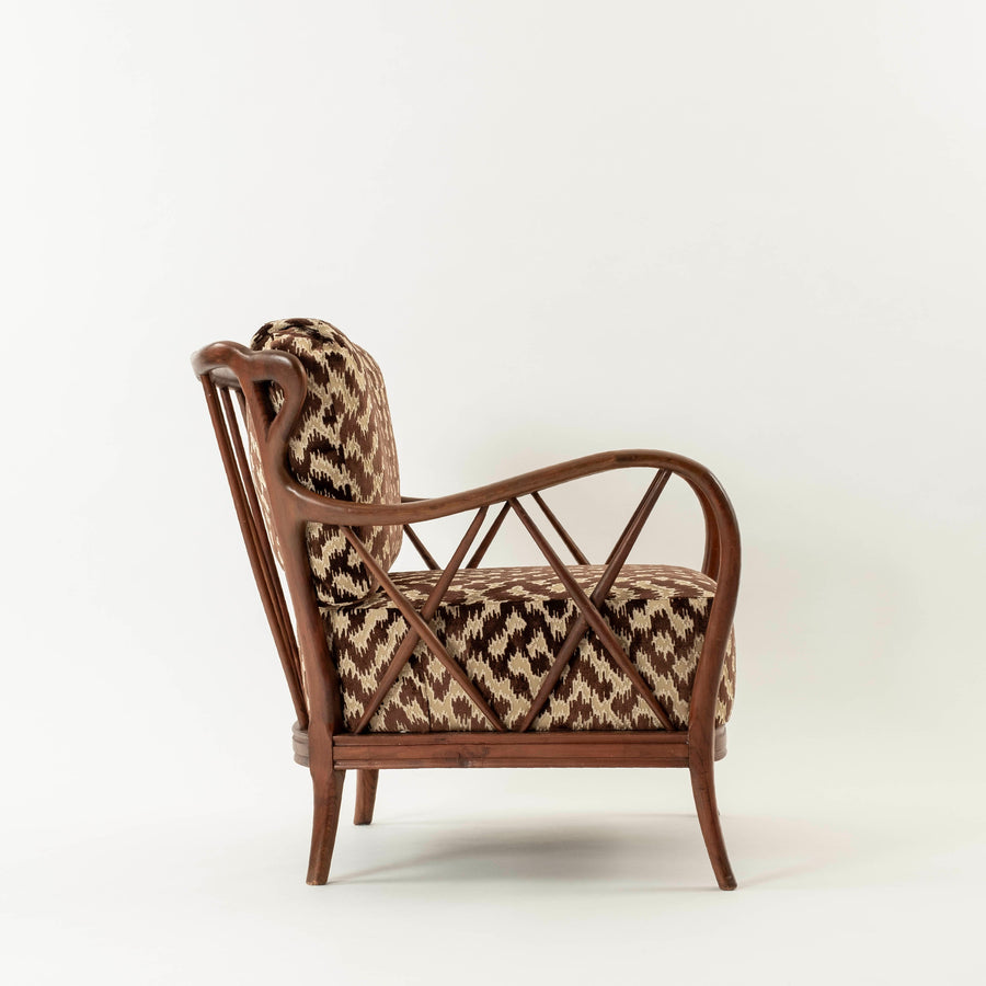 Pair Italian Paolo Buffa Style Serenissma Brown Velvet Lounge Chairs