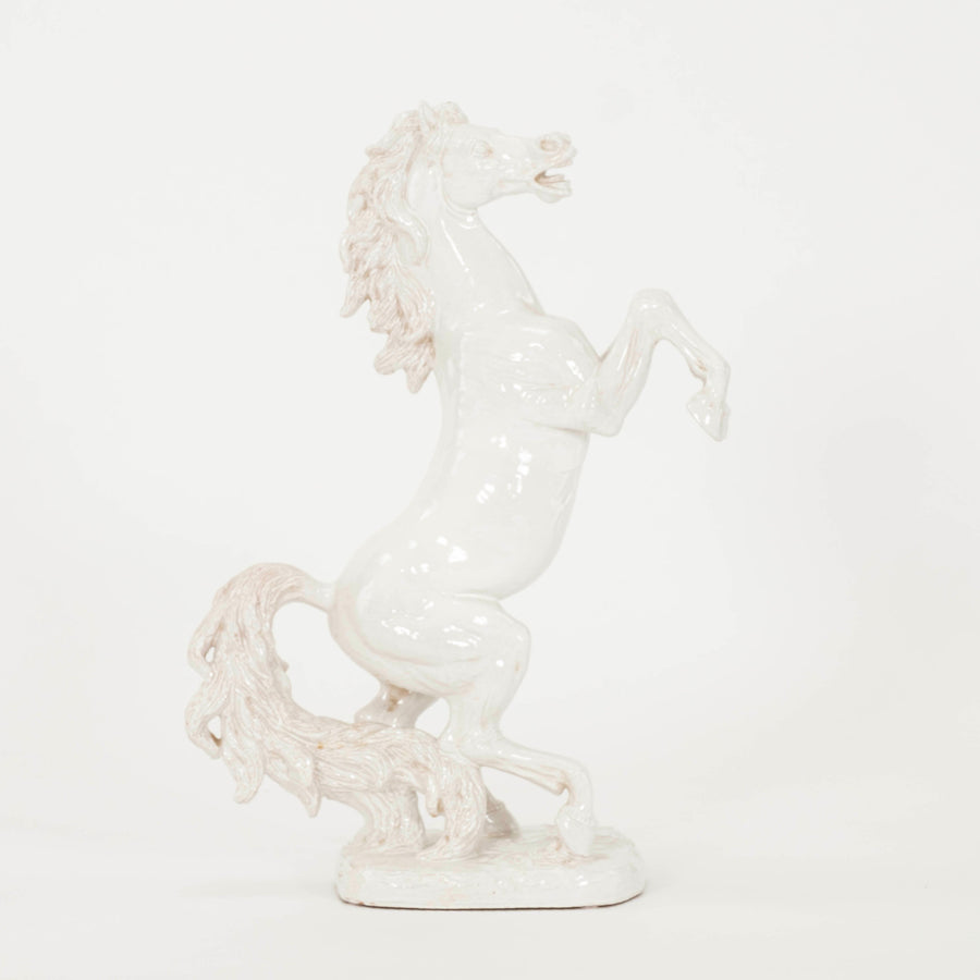 Italian White Glazed Terracotta Horse Sculpture