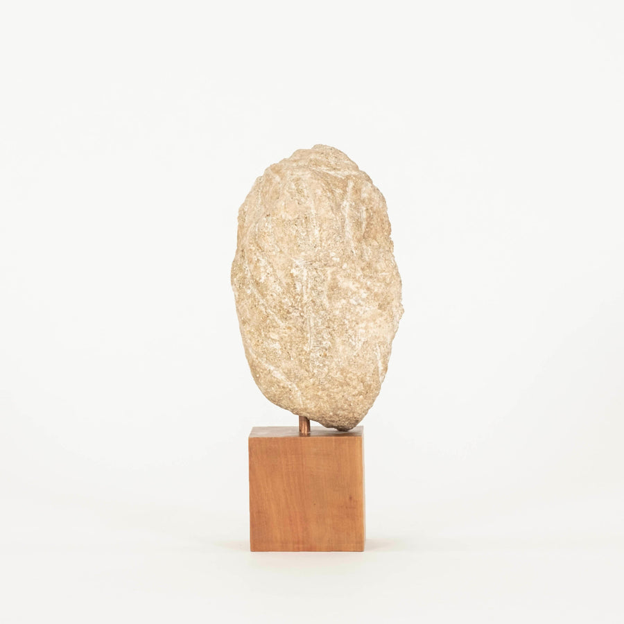 French Midcentury Granite Bust on Wood Base