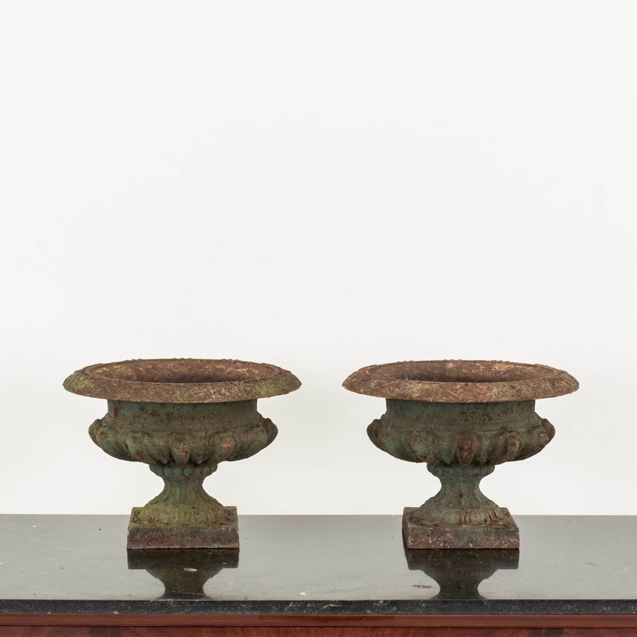 Pair 19th Century French Iron Garden Urns