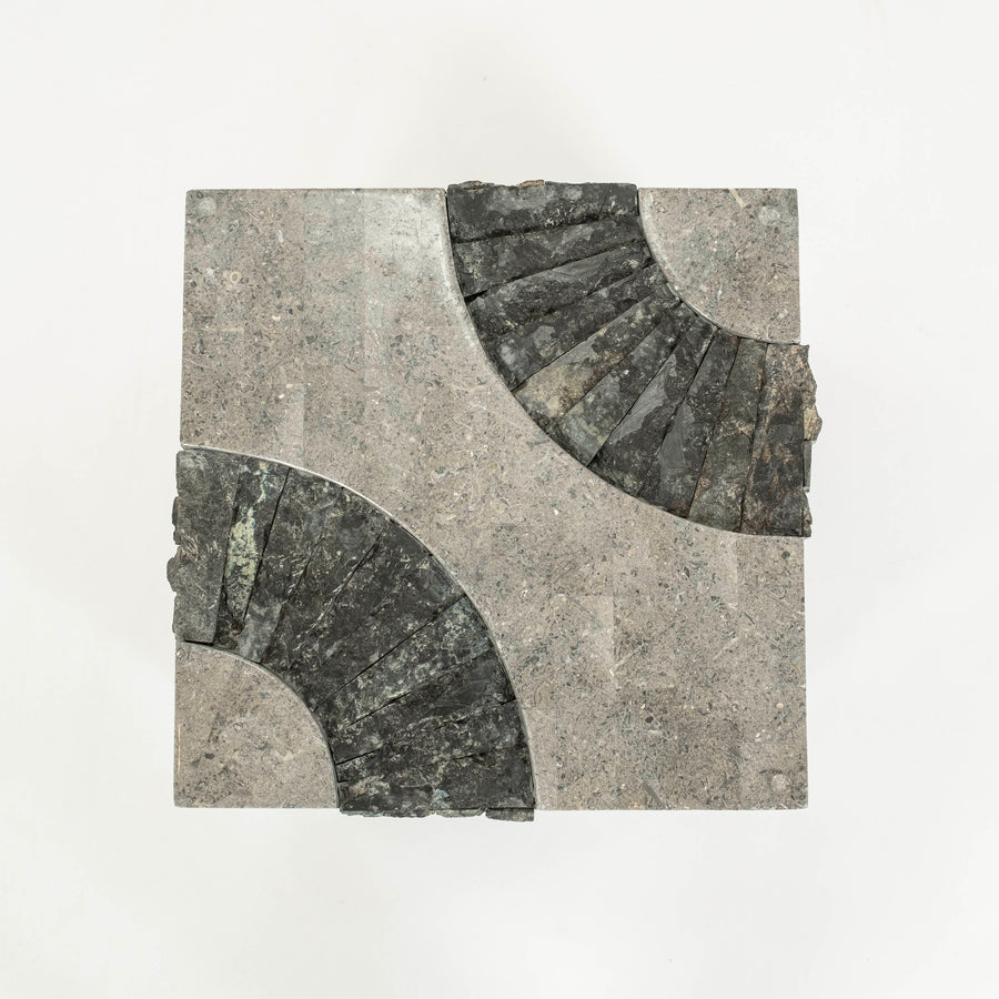 Tessellated Black White Gray Stone Cube Occasional Table