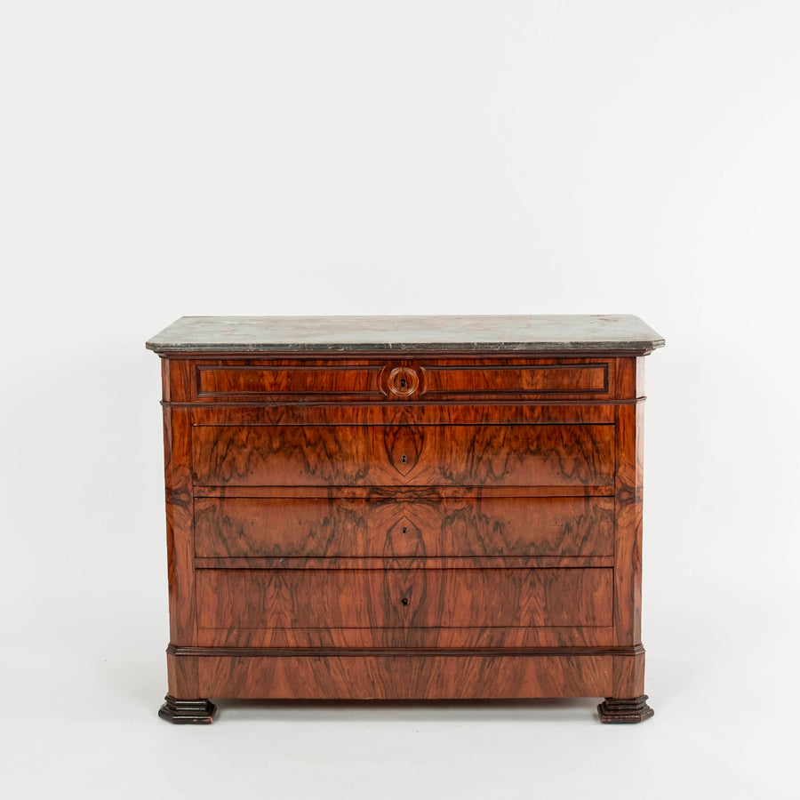 Louis Phillips Walnut Marble Commode