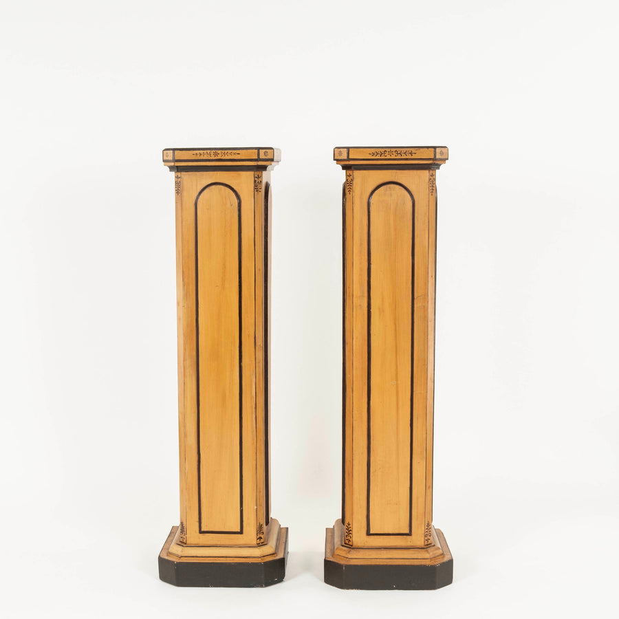 Pair 19th Century Painted Charles X Column Pedestals