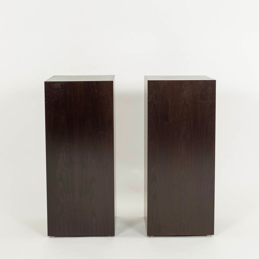 Pair Dark Walnut Wood Pedestals
