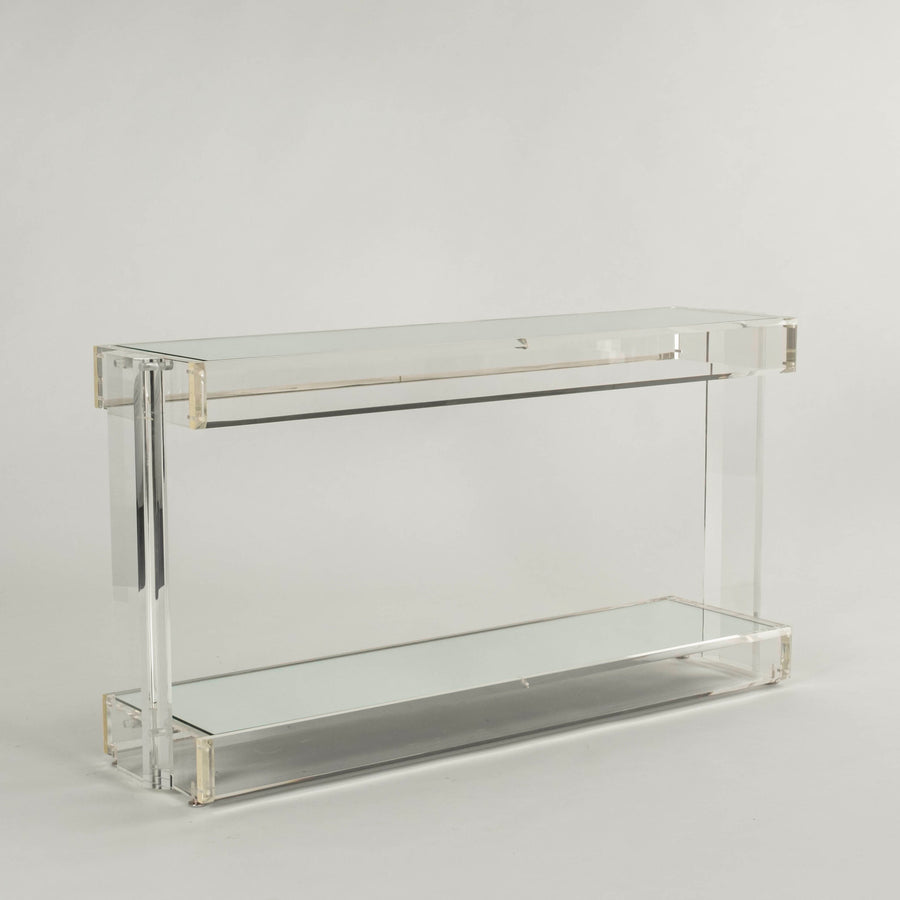 Vintage Mirrored Lucite Console Table