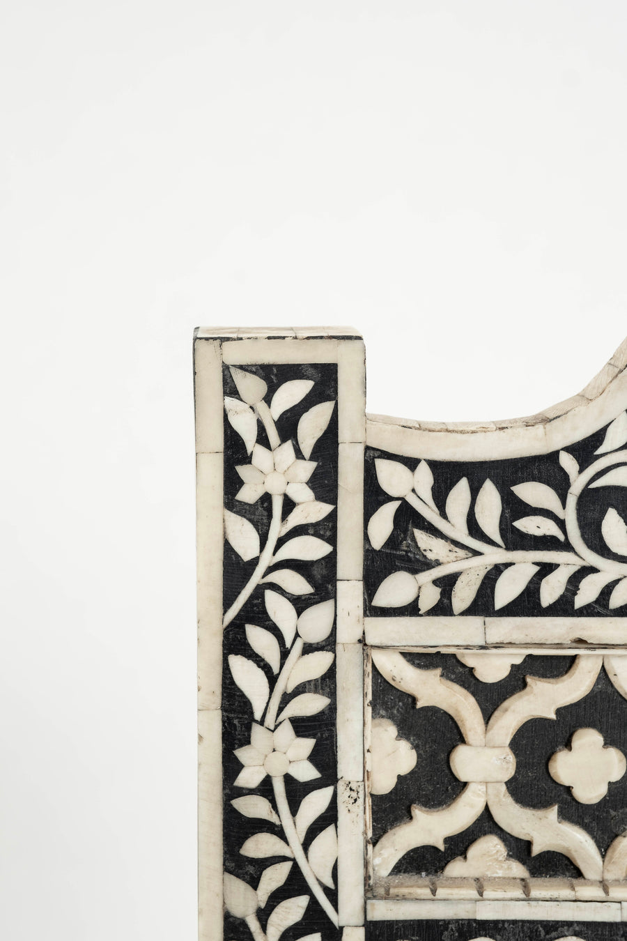 Anglo Indian Black  White Bone Inlay Slipper Chair