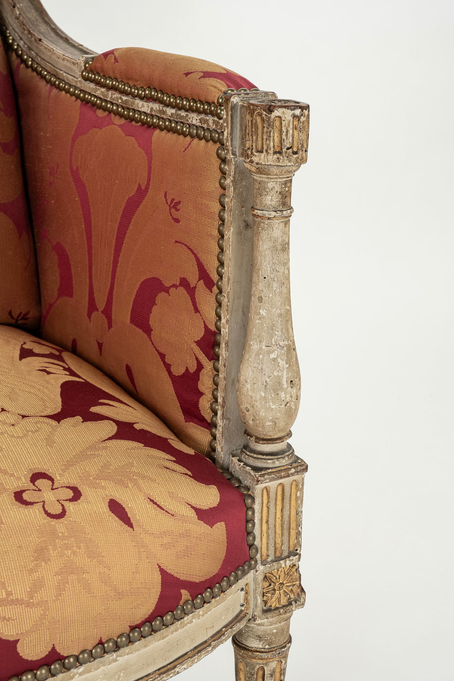 19th Century Louis XVI Style Damask Canape