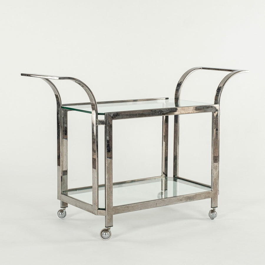 1970s Chrome Glass Bar Cart