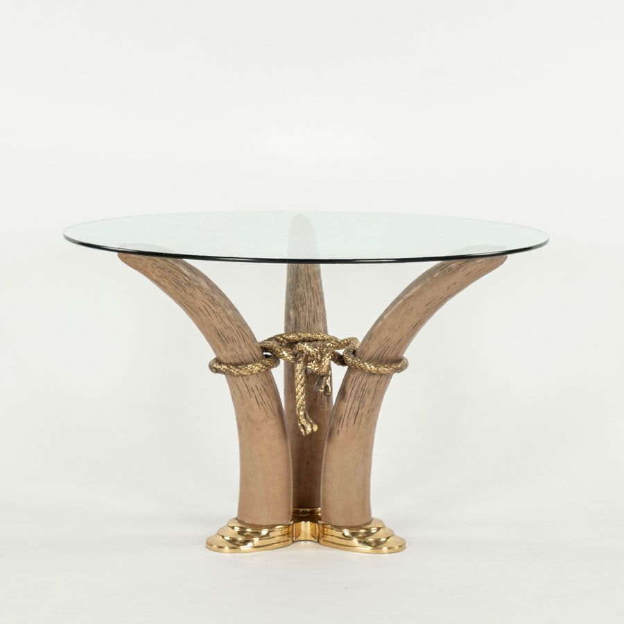 Italo Valenti Faux Tusk Brass Glass Table