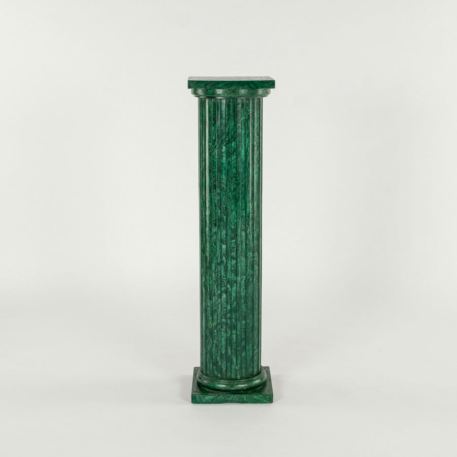 Pair Faux Painted Malachite Roman Doric Column Pedestals