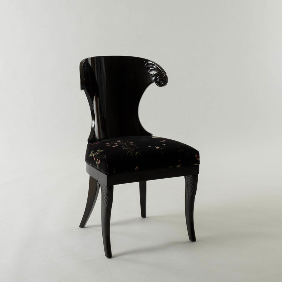 Six Charlap Hyman & Herrero Primavera Black Velvet  Klismos Dining Chairs