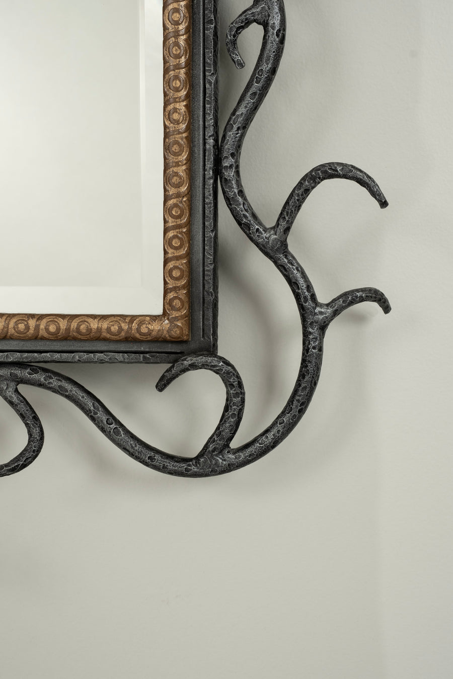 Poillerat Style French Gilt Iron Gold Swag Branch Mirror