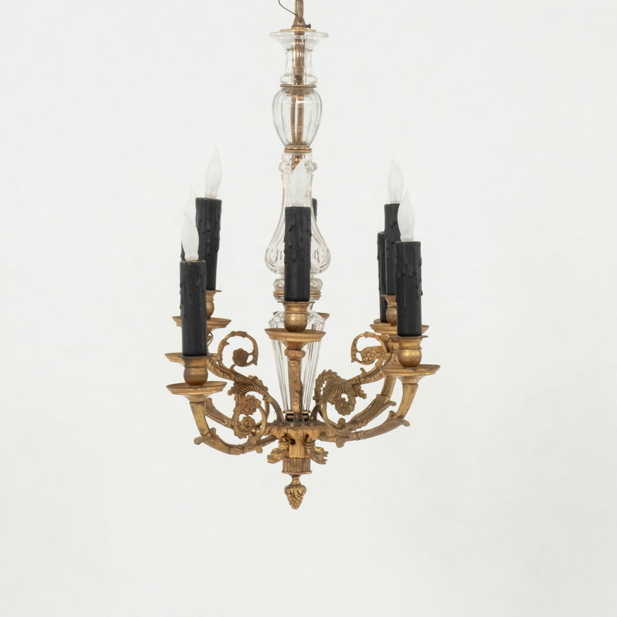 19th Century French Bronze Dore Crystal Chandelier
