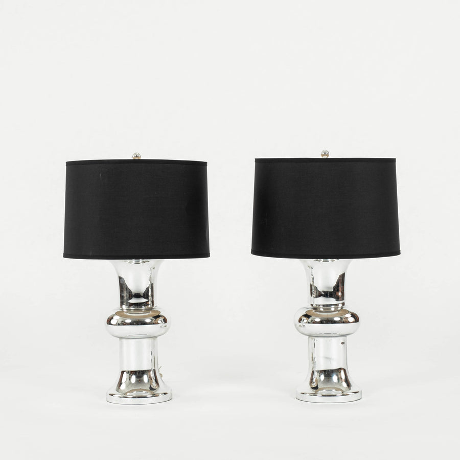 Pair Mirrored Lamps