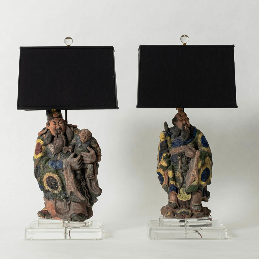 Pair Chinese Terracotta Lamps