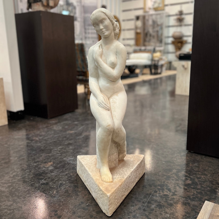 Italian Marble Maiden Sculpture