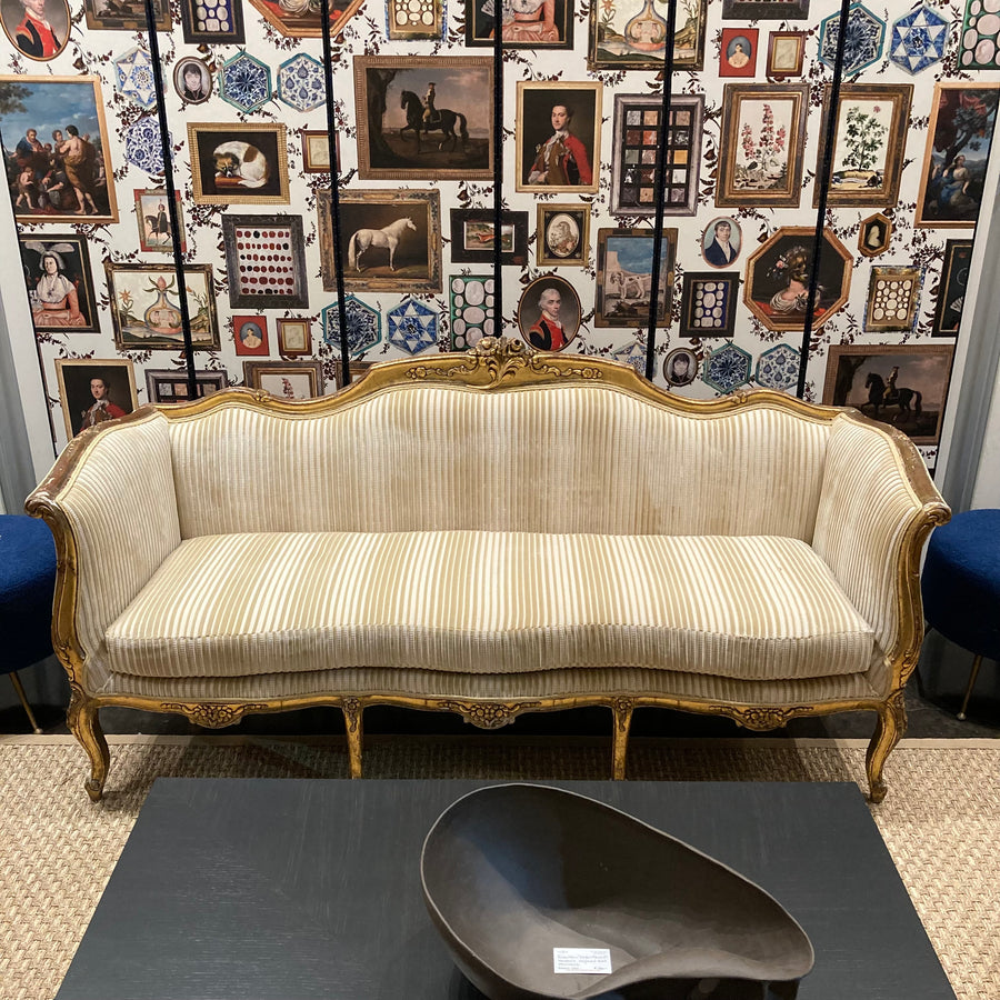 Louis XV Style Giltwood Sofa ~ Schumacher Cut Velvet