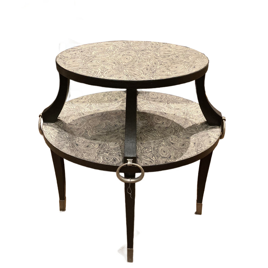 2-Tier Leather Top Side Table