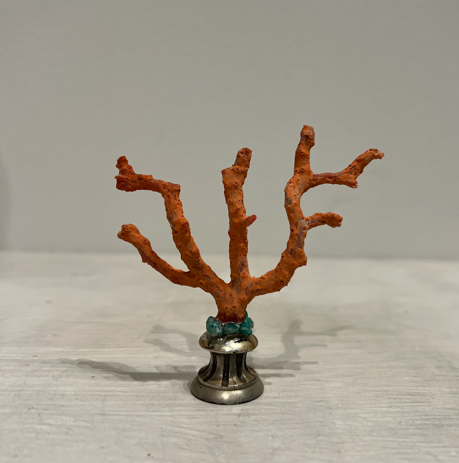 Jewelled Red Coral Sculpture 19th Century White Bronze Fragment