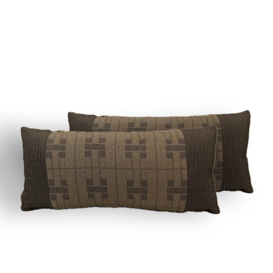 Pair Chocolate Brown Taupe Métaphores Hermès Lumbar Pillows