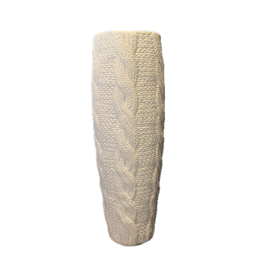 White Ceramic Braid Vase
