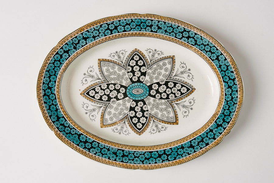 19th Century Aesthetic Oval Transferware Platter
