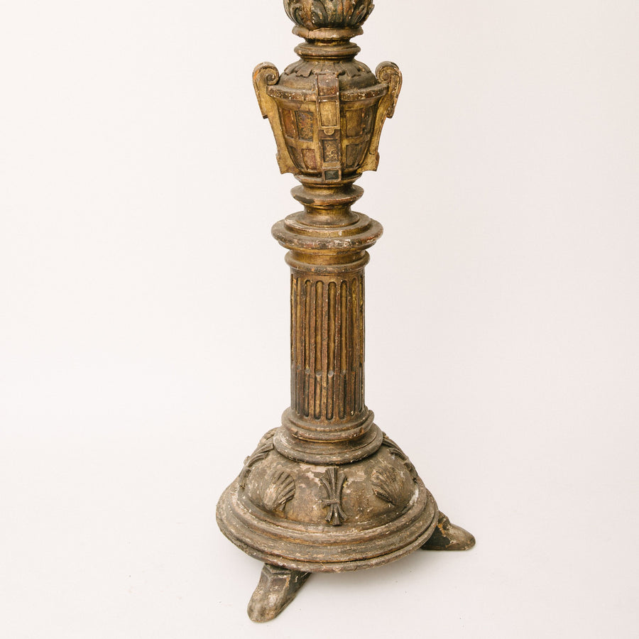 19th Century Pedestal With Carved Shell Detail