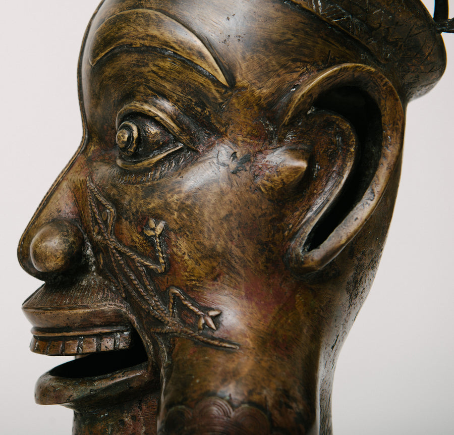 African Tikar Bronze Tribal Art Style Bronze Head