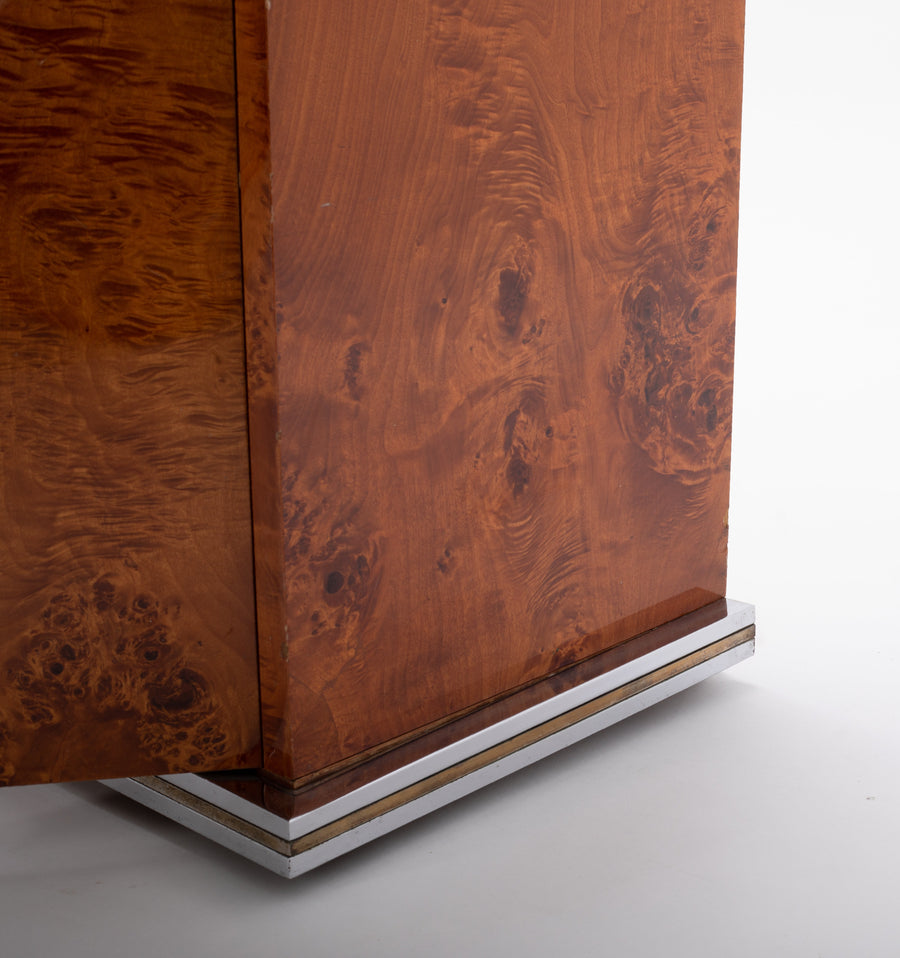 Italian Burl Elm Credenza By Willy Rizzo