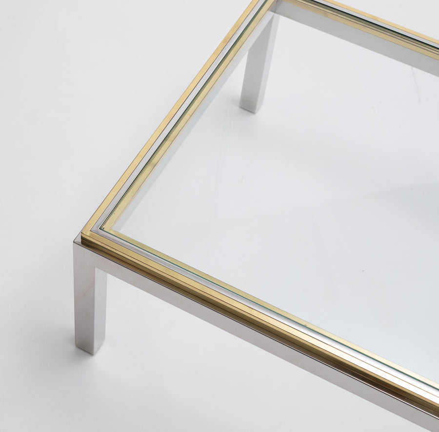 Willy Rizzo Steel Brass Cocktail Table