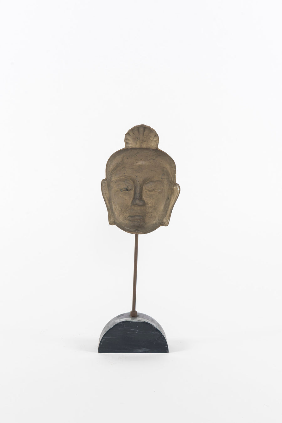 Vintage Brass Buddha Head on Marble Stand