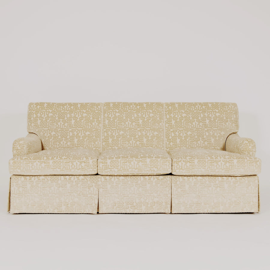 Custom English Arm Sofa Upholstered in a Classic Cloth