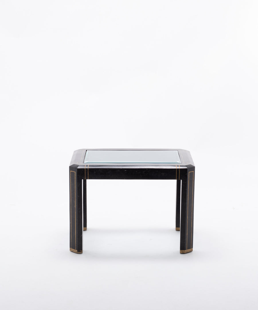 Tessellated Black Marble And Brass Table