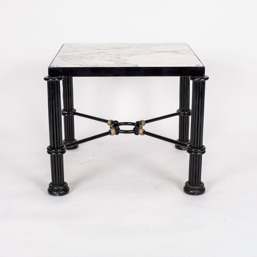 Pair of Iron and Marble Side Tables