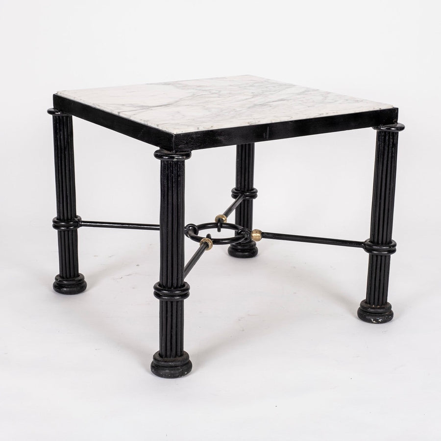 Pair of Iron and Marble Side Tables