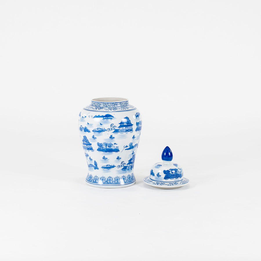 Pair Chinese Blue and White Porcelain General's Jars