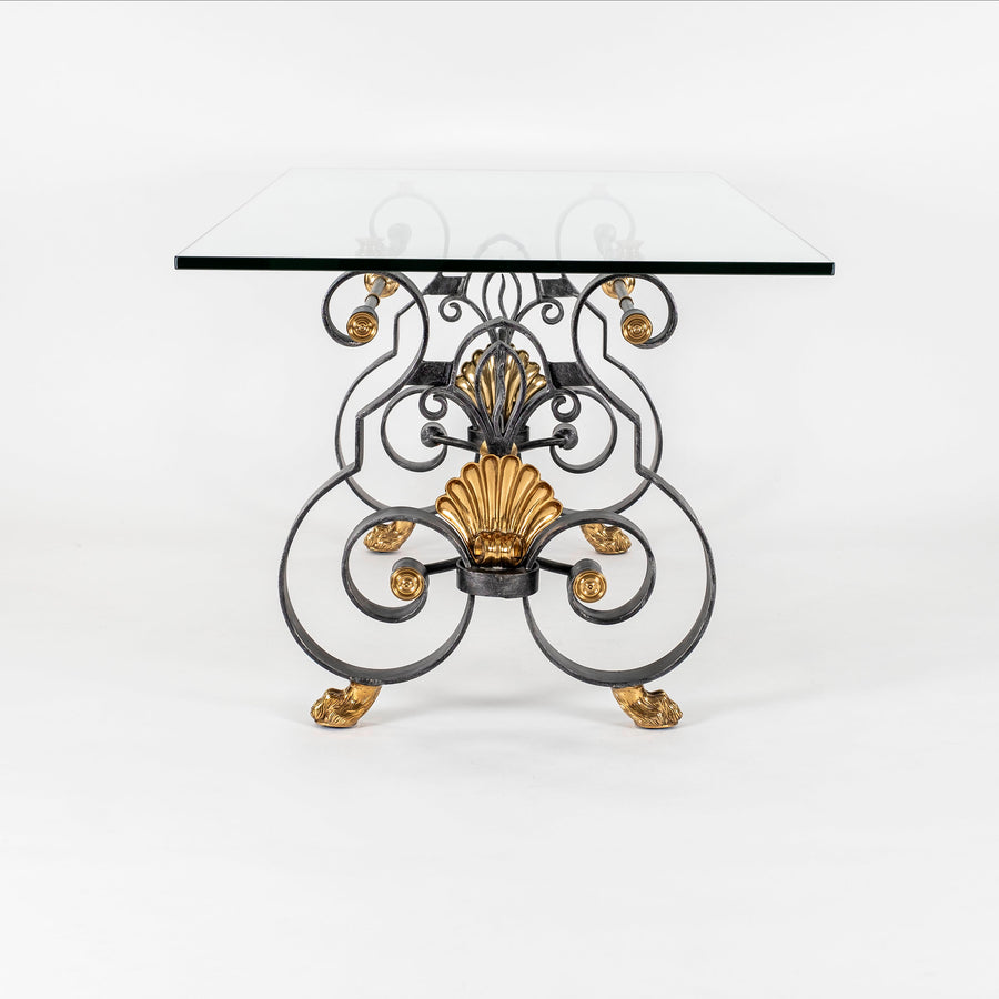 Louis XV Style Brass Iron and Glass Dining Table