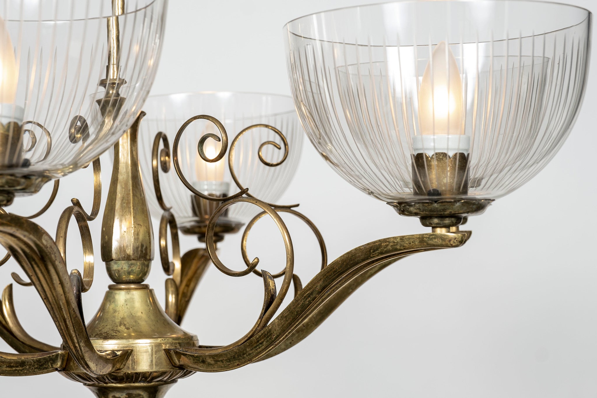 St George Street glass and brass Italian chandeliers - Lighting