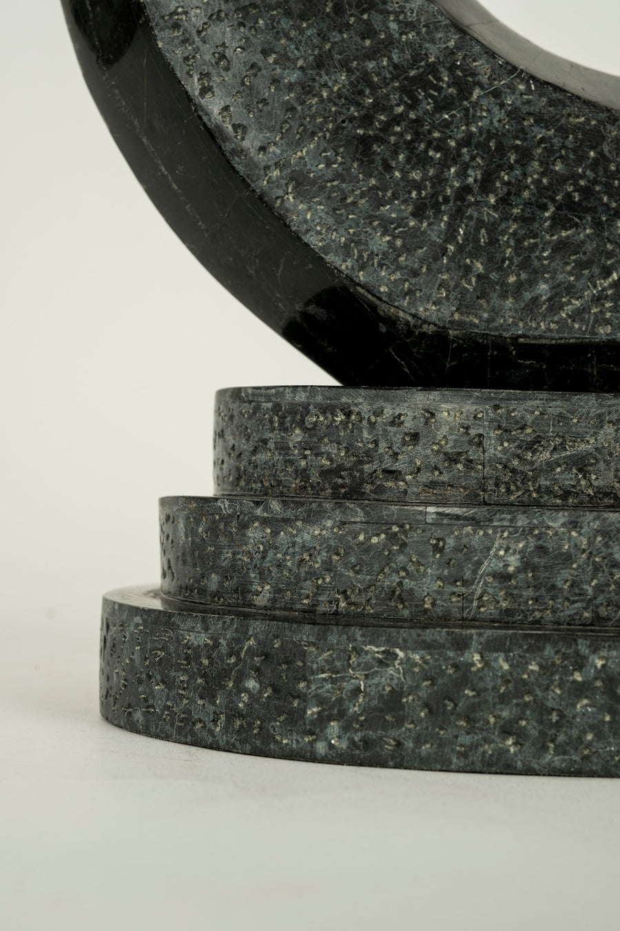 Vintage Black Abstract Tessellated Stone Sculpture