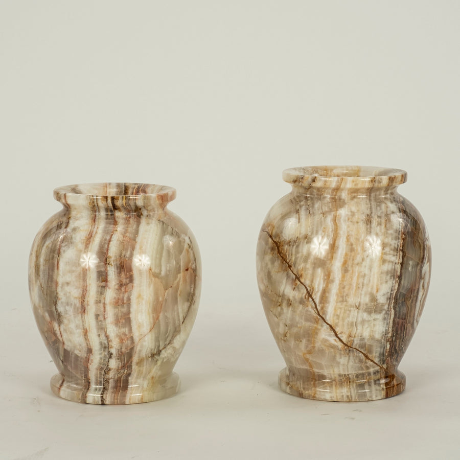 Near Pair Of Onyx Vases