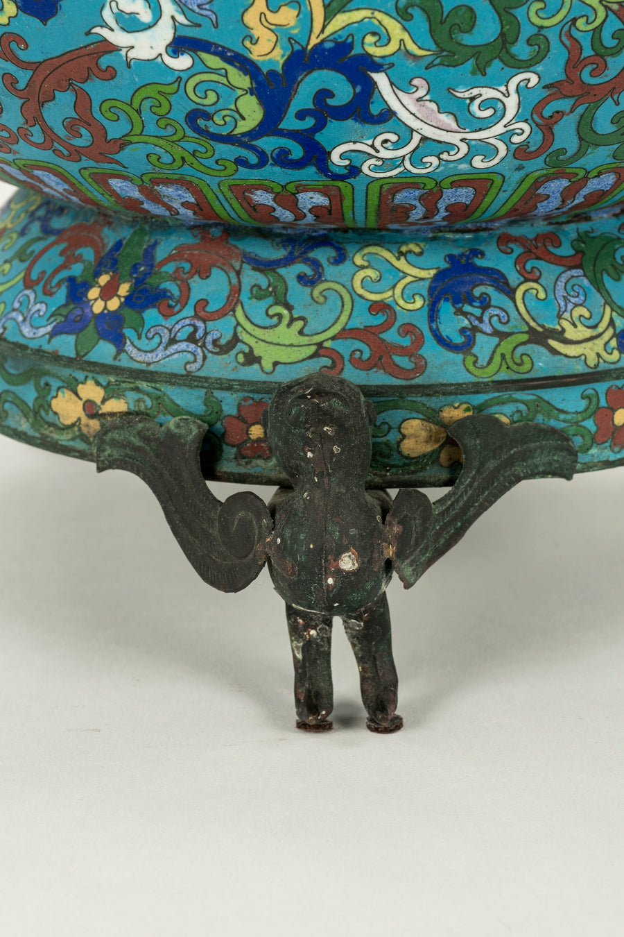 Pair 19th Century Chinese Bronze Cloisonné Urns