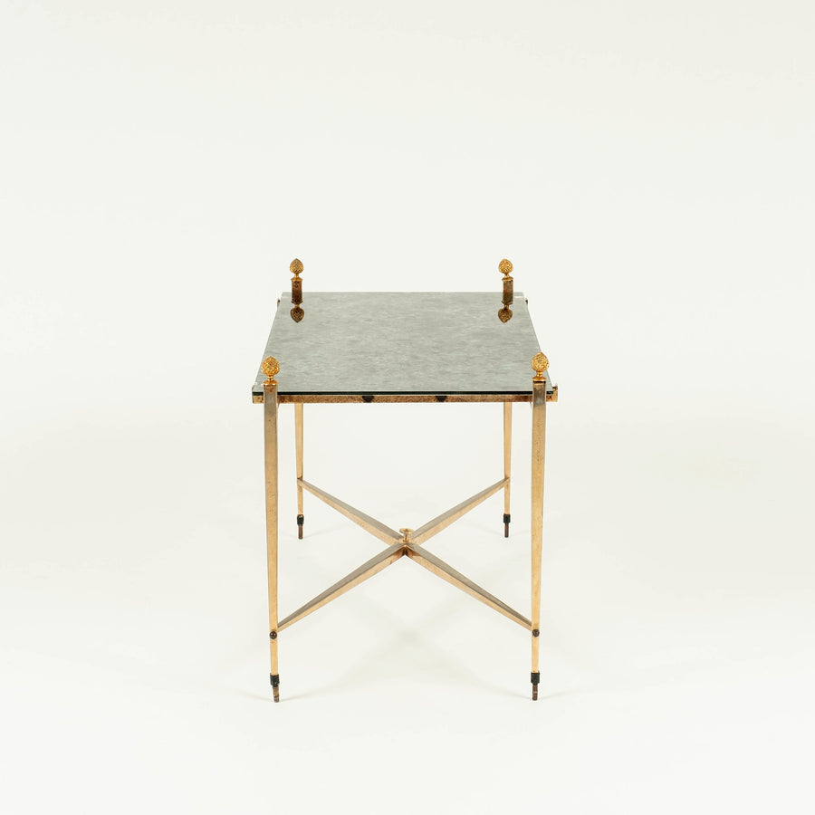 Maison Jansen Style Brass and Antiqued Mirror Cocktail Table