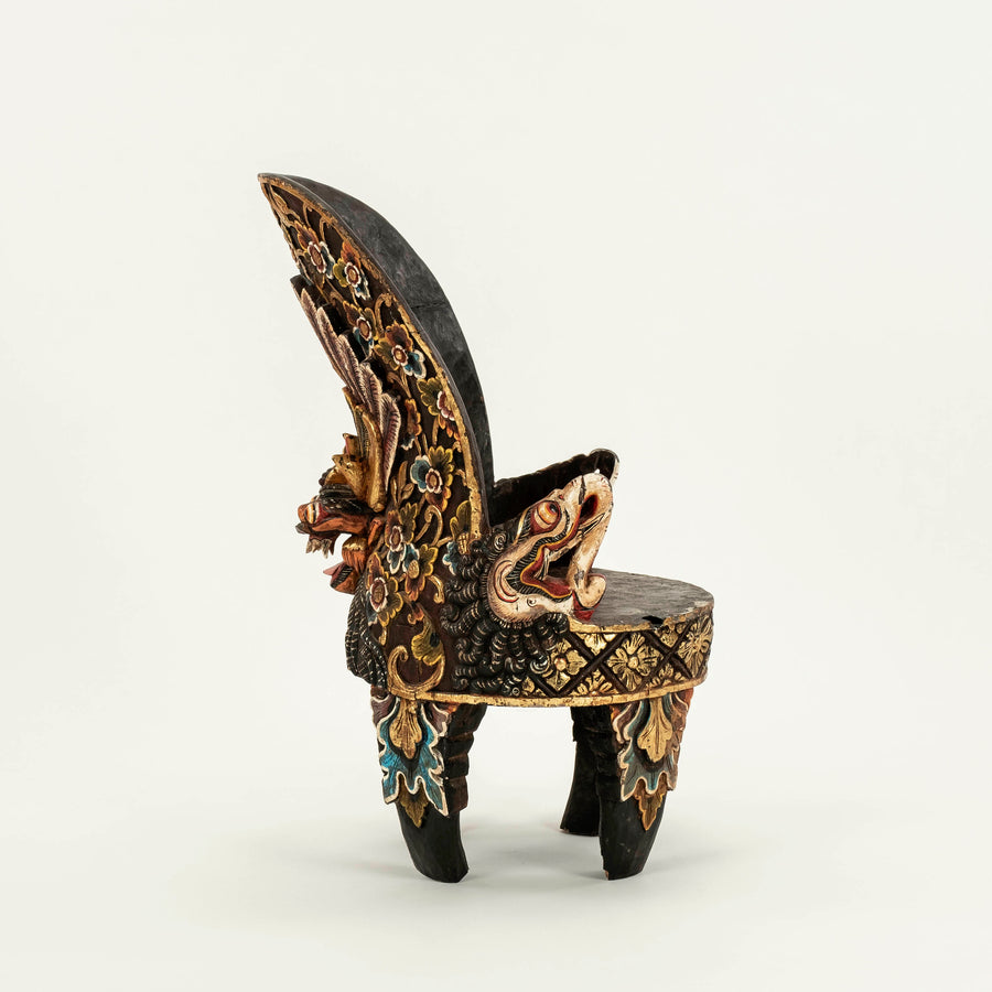 Indonesian Hand Painted Wooden Garuda Throne Chair