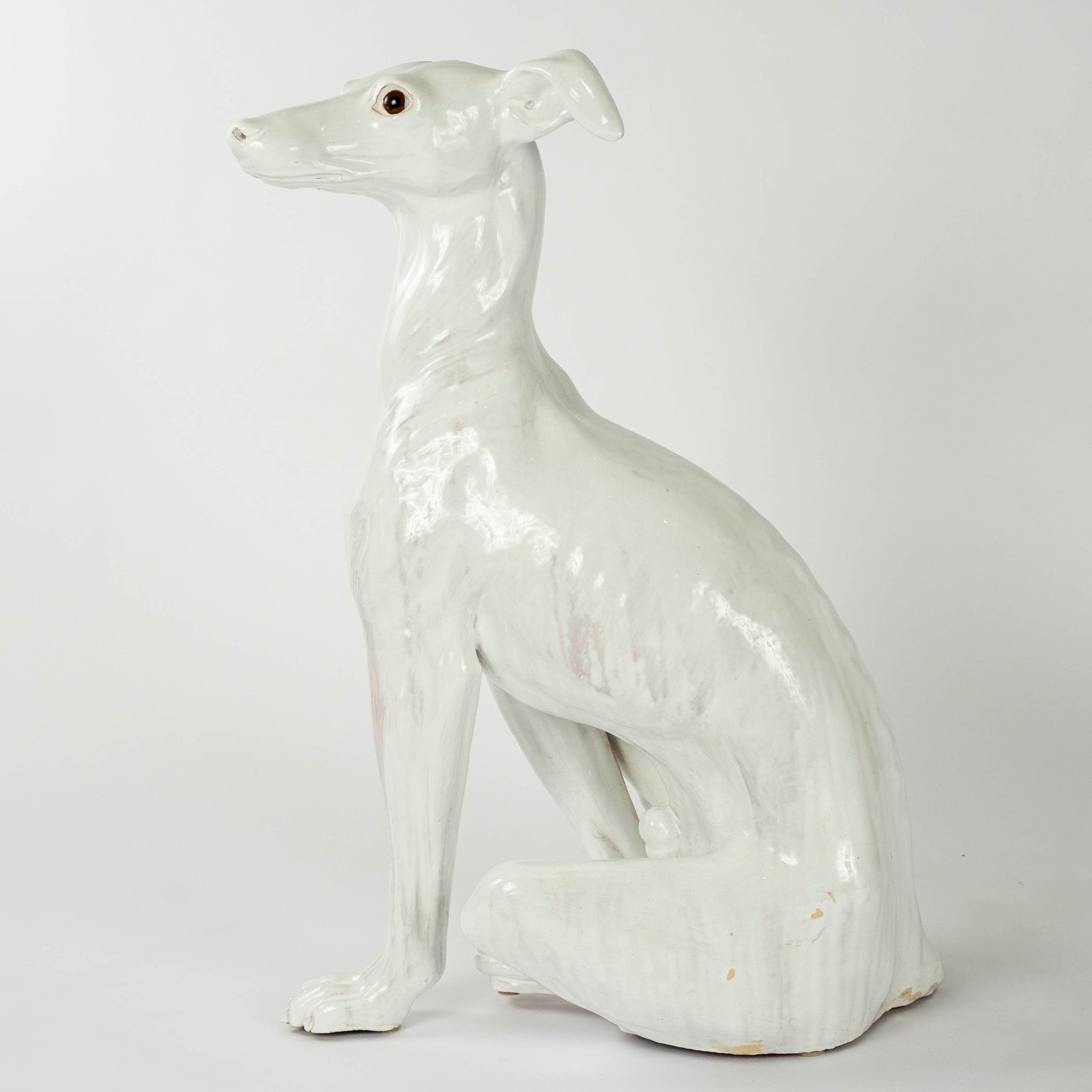 Italian White Glazed Terracotta Whippet Greyhound – Moxie Interiors